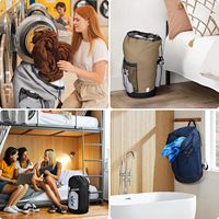 Sac à dos de lavage robuste 105L pour dortoir universitaire avec poche en filet, bretelles de transport, idéal pour les voyages et appartements