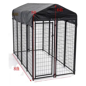 Heavy Duty Outdoor Large Dog Kennel, Pet Outside Metal Crate