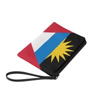 Dompet Koin Mini Berresleting Motif Bendera Antigua, Kantong Penyimpanan Kartu dan Uang Receh Portabel dari Kanvas Poliester untuk Perjalanan Wanita