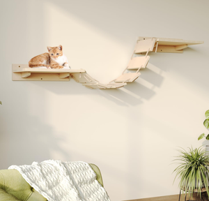 Katı ahşap Modern kedi tırmanma ahşap çatkı duvar monte kedi evi yerden tasarruf Sisal halat ahşap kedi tırmalama sütunu - Product Image 6