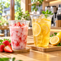 Gobelets en PET en forme de U avec couvercles en dôme et logo personnalisé pour café glacé et crème glacée à emporter, disponibles en tailles de 10 oz à 18 oz