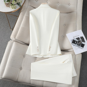 Women's Suit Set Black Slim Fit Satin Jacket Pants Spring Elegant Anti-Wrinkle Office Wear - Product Image 4