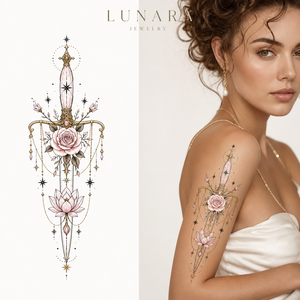 Autocollant de tatouage temporaire HF, motif attrape-rêves et fleurs, écologique, respectueux de la peau, imperméable, papier blanc, tatouage de haute qualité - Product Image 2