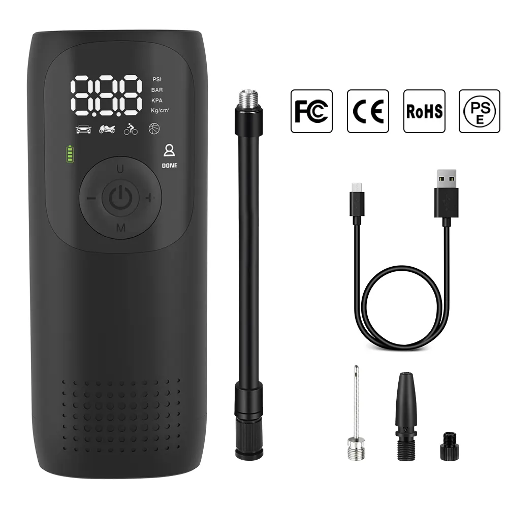 Best Seller Portable Multifunctional Car Tire Price Inflator Tyre Automatic Mini Electric Wireless Air Pump for Bicycle With LED