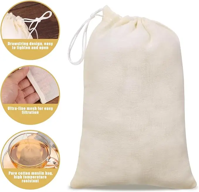3x4inch Reusable 100 Percent Cotton Produce Muslin Drawstring Fabric Bags For Wedding Party Favor DIY Home Storages
