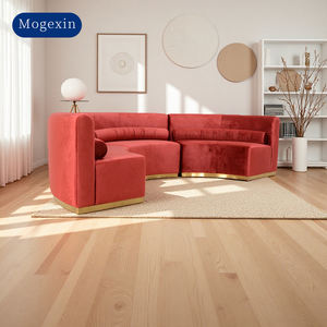 Canapé sectionnel incurvé en velours minimaliste de luxe avec base dorée pour hall d'hôtel, hôtels de charme, hôpitaux - Product Image 4