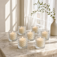 Petit Porte-Bougie en Verre Transparent Texturé, Coupe à Bougie Décorative pour la Vente en Gros, Accessoires pour la Maison, Table de Restaurant et Présentoir Cadeau