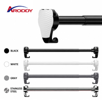 ARODDY Tringle à rideau en acier au carbone de 25 mm à tension interne réglable par une seule poussée, 70-120 cm, sans perçage, pour salle de bain et fenêtre, avec crochets