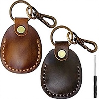 LEOSHOP Housse de protection anti-rayures pour porte-clés, lot de 2, en cuir véritable, ovale, durable, étuis porte-clés pour Apple