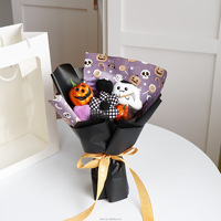 Bouquet de fleurs artificielles créatives faites à la main en forme de citrouille d'Halloween, jouet en peluche mignon et amusant, cadeau pour petite amie, décoration d'intérieur