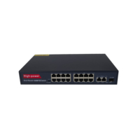 16 Port Poe Switch jaringan Switch 16 Port 100Mbps Poe dengan 2 Gigabit Uplink 1 SFP untuk CCTV keamanan sistem dengan 3 tahun garansi