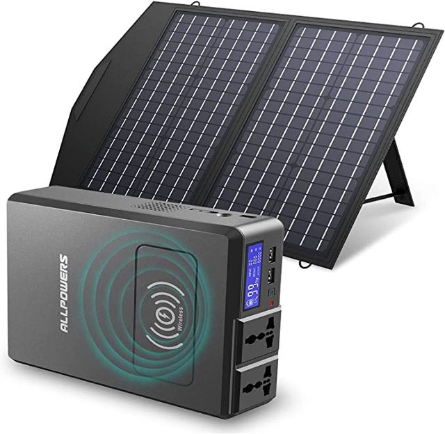 Portable Power Station with Monocrystalline Solar Panel In, 154Wh Power Bank with AC Output + 60W Foldable Solar Panel