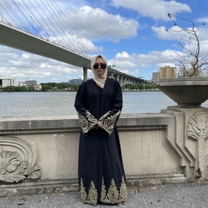 1495 #   Cárdigan Moderno en Color Azul Marino y Negro con Ribete de Encaje Dorado, Abayas Dubai, Ropa Nueva para Mujer, Ropa Islámica - Product Image 3