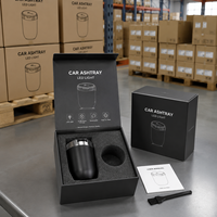 Cendrier de voiture en acier inoxydable avec couvercle lumineux LED, design créatif et portable, double usage voiture et maison, sans fumée, design élégant