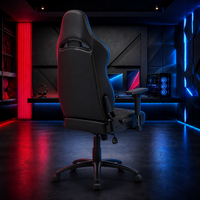Chaise de bureau de course pivotante à 180 degrés, en cuir PU multicouche, avec support lombaire intégré, hauteur réglable extensible