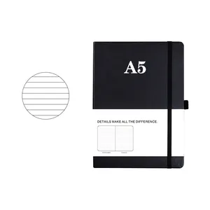 دفتر يوميات رائج A5 مطبوع شخصي من الجلد الصناعي غلاف صلب مرن مبطن دفتر مع جيب