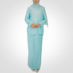 SIPO Eid Baju Raya Malaysia <b>Muslimah</b> Women Cotton Embroidery Motif Round Neck Set Modern Baju Kurung - Product Image 1