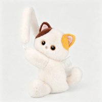 Housse de boîte à mouchoirs brodée Bobova Chat Noir 30cm en peluche courte super douce en coton PP pour la décoration de fêtes, voitures, bureaux et maisons
