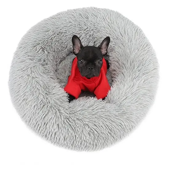 Nueva cama sostenible para perros y gatos, cómoda cama redonda de felpa con forma de donut, cama para mascotas, cama suave lavable de lujo para perros