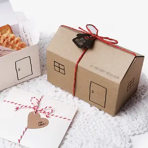 Wholesale House Shape Paper Boxes For Nougat Candy Chocolate Cute Gift Box For Birthday Wedding Party Favors Decoration Boxes