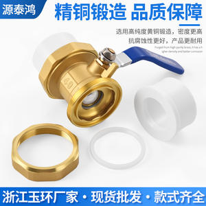 Válvula de Bola de Latón de Alta Presión, Diseño Recto de 4 Puntos, Color Natural, Unión de Doble Extremo PPR, Válvula de Bola de Cobre Termofusible - Product Image 5