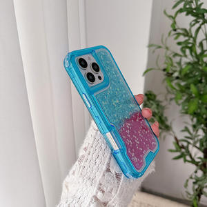 Funda de Teléfono Personalizada OEM con Colores Degradados y Brillantes para iPhone 15 Pro <span class=keywords><strong>Max</strong></span> 16 17 <span class=keywords><strong>Air</strong></span> Xs <span class=keywords><strong>Max</strong></span> 12, Fundas de Teléfono con Purpurina 3 en 1 - Product Image 2
