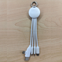 Câble de charge porte-clés 4-en-1 en nylon tressé avec logo personnalisé, USB multi-ports lumineux 5V/2A Type C et Micro USB – Promotion en gros