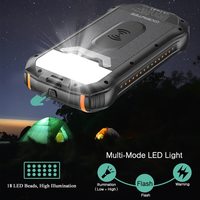 Batterie Externe Solaire 26800mAh à Charge Rapide avec Chargeur Sans Fil, Double Port d'Entrée et 3 Ports de Sortie, et Lampe Torche Intégrée