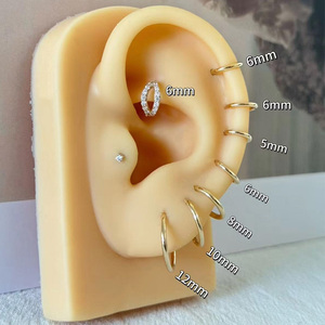 Bông tai vàng 14k nguyên chất Gaby Fine Jewelry, đá zircon hình marquise, kiểu xoắn ốc, dành cho lỗ tai vành tai - Product Image 4