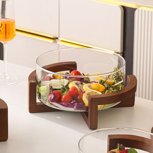 Fabbrica diretta <span class=keywords><strong>grande</strong></span> Dessert Chips <span class=keywords><strong>di</strong></span> frutta <span class=keywords><strong>ciotola</strong></span> <span class=keywords><strong>di</strong></span> miscelazione <span class=keywords><strong>di</strong></span> Pasta Eco Friendly insalatiera in <span class=keywords><strong>vetro</strong></span> con coperchio in legno - Product Image 3