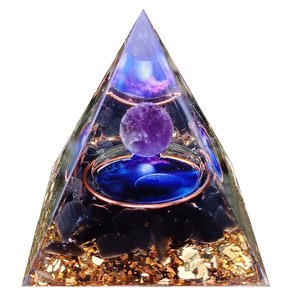 <b>Crystal</b> <b>Chip</b> Pyramid Resin Epoxy Craft Desktop Ornament Cosmic Purple Sphere Obsidian Home Decoration - Product Image 5