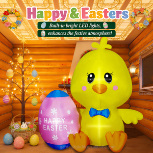 Decoración Inflable de Pascua, Pollito Amarillo de 1.5 Metros de Altura con Huevo, Luces LED Integradas, para Hogar, Jardín, Césped, Fiestas y Celebraciones de Pascua - Product Image 5