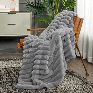 Couverture confortable en <span class=keywords><strong>fausse</strong></span> <span class=keywords><strong>fourrure</strong></span> pour canapé couverture rayée en peluche chaude pour canapé chambre salon décor à la maison idée cadeau d'hiver - Product Image 5