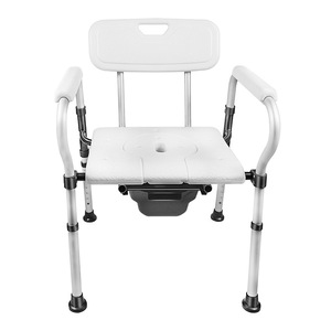 Shower <b>Chair</b> With <b>Commode</b> Seat Foldable Aluminum Alloy Non Slip Stool For Seniors Bathroom Safety Equipment - Product Image 1
