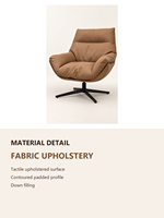 Fauteuil pivotant moderne en tissu rembourré avec coussin en mousse haute densité et pieds en métal, fauteuil d'appoint pour salon