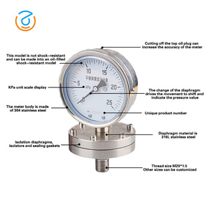 Micro áp lực kỹ thuật số cơ hoành đo kPa Threaded thép không gỉ dưới gắn cho chất lỏng nhà máy giá - Product Image 5