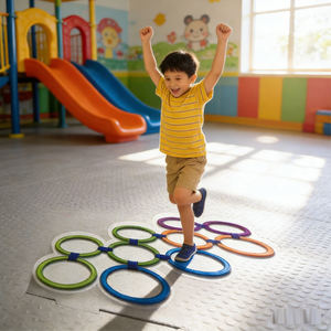 Giochi di Salto e Anelli con Anelli Colorati e Tessuto per Fissare gli Anelli, Giocattoli Educativi Sportivi per Bambini - Product Image 1