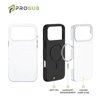 Coque de téléphone vierge Prosub pour sublimation DIY, avec anneau magnétique 17, en TPU+PC, antichoc, compatible charge sans fil et protection 360°