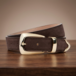 BS INTERNATIONAL NA49 Ceinture en cuir de vache véritable avec boucle carrée en acier, largeur 3,8 cm, pour hommes, écologique, durable, imperméable, légère - Product Image 1