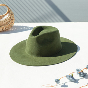 <span class=keywords><strong>Chapeau</strong></span> Fedora unisexe personnalisé à large bord en feutre de laine, style Panama, avec ruban uni, pour l'extérieur, décontracté ou pour les fêtes - Product Image 1