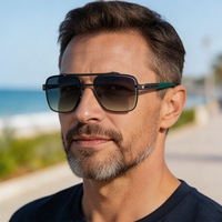 Lunettes de soleil de luxe pour homme en alliage aviation, double pont, sans monture, protection UV400