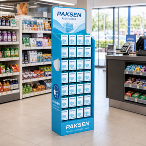 Support en carton multi-niveaux pour produits de protection médicale, impression personnalisée, installation rapide pour la promotion en pharmacie - Product Image 3