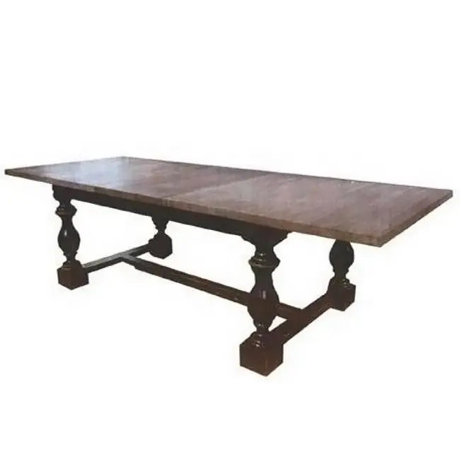 Meja makan kayu Solid Panjang perabot ukiran tangan gaya antik Prancis