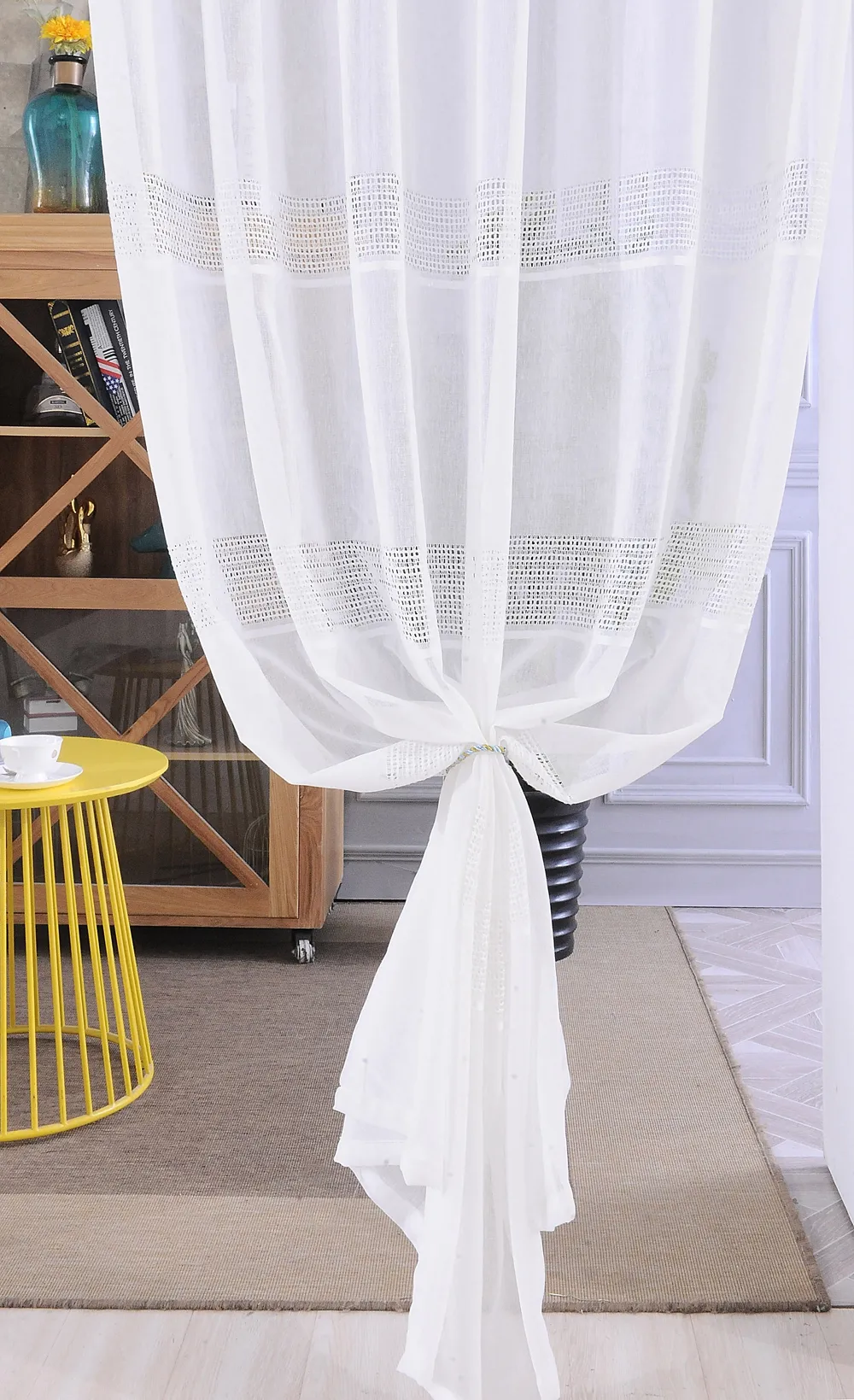 Factory Supply White Sheer Latest Pattern Voile Window Curtain Fabrics