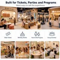 Modules de comptoirs commerciaux pour aire de jeux intérieure, conformes aux normes d'exportation, avec aménagement pour opérateur, adaptés aux centres commerciaux et aux devantures de magasins