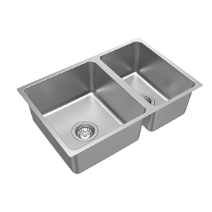 Fregadero de cocina doble SUS304 cepillado antihuellas, de montaje bajo encimera, de gran profundidad, personalizado, con offset 70/30 - Product Image 3