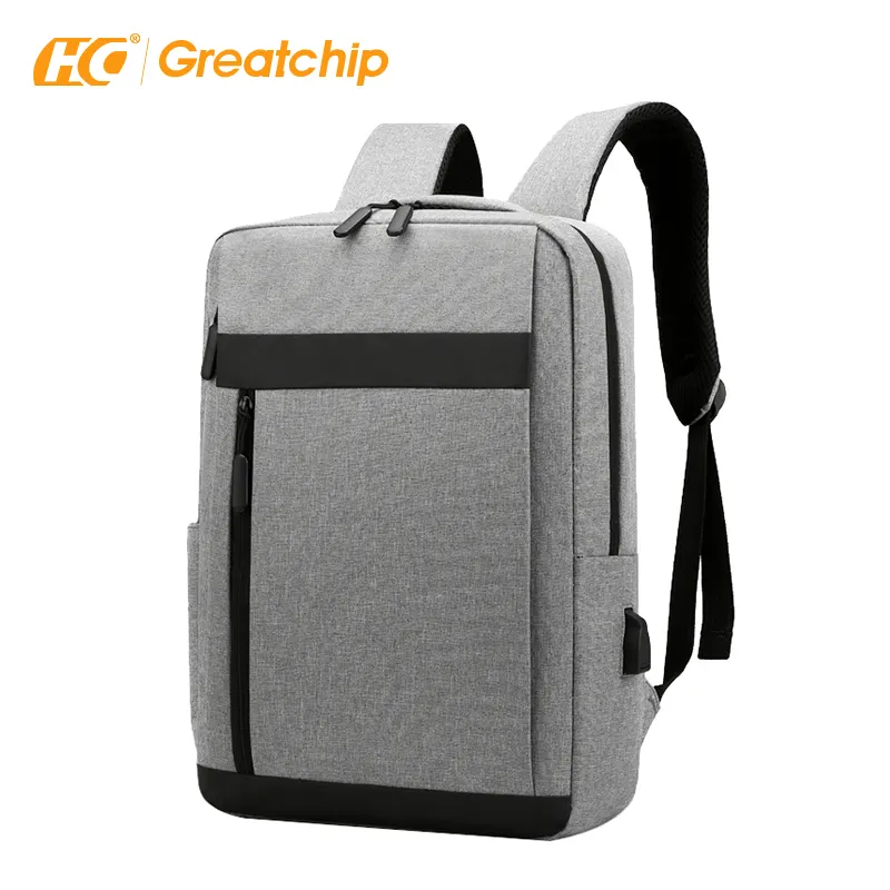 Bolsa de viaje para deportes al aire libre para hombre, mochilas inteligentes para ordenador portátil con cargador USB y salida de auriculares, color negro y gris