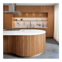 Îlot de cuisine moderne de luxe avec plan de travail stratifié noir mat sans cadre, meuble de cuisine modulaire avec rangement