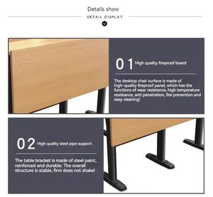 Modern Academic Metal Step Ladder Popular Design for University Classroom College Hall New School Furniture <strong>Set</strong> with Wooden Top - Product Image 6