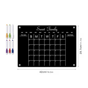 <span class=keywords><strong>Pizarra</strong></span> acrílica reutilizable con 6 marcadores, <span class=keywords><strong>calendario</strong></span> magnético <span class=keywords><strong>semanal</strong></span> acrílico ecológico de borrado en seco personalizado al por mayor - Product Image 6